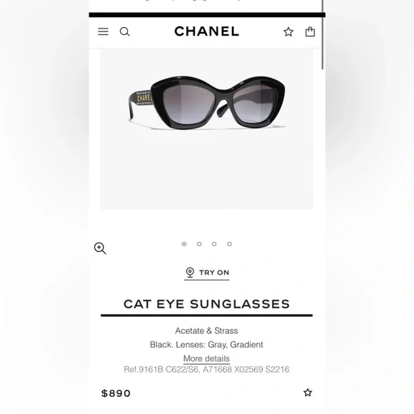 Chanel sunglasses model 9161B CHANEL Sunglasses: Oval Sunglasses, nylon, metal & leather  main image 4